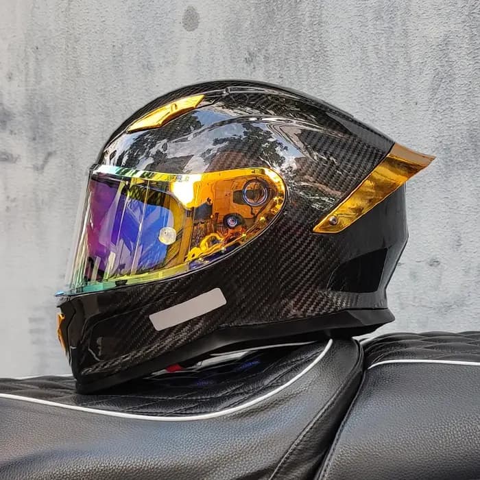 Casque de moto en fibre de carbone ORZ quatre saisons intégral approuvé DOT unisexe