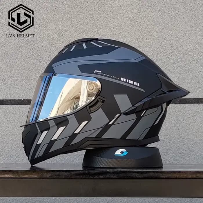 Casque de moto pour adulte LVS de haute qualité avec double visière et protection intégrale