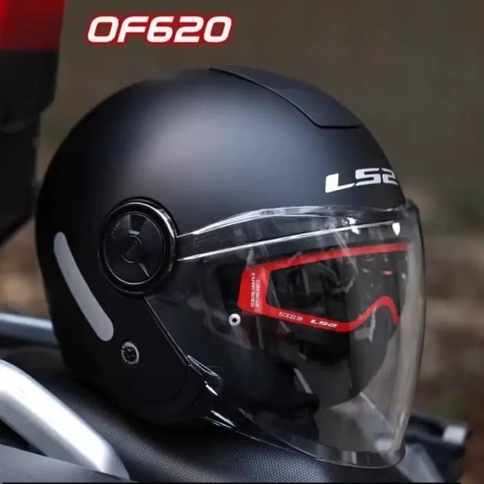 Casque Moto LS2 OF620 JET LS2 3/4 Ouvert Rose Double Visière Femme M