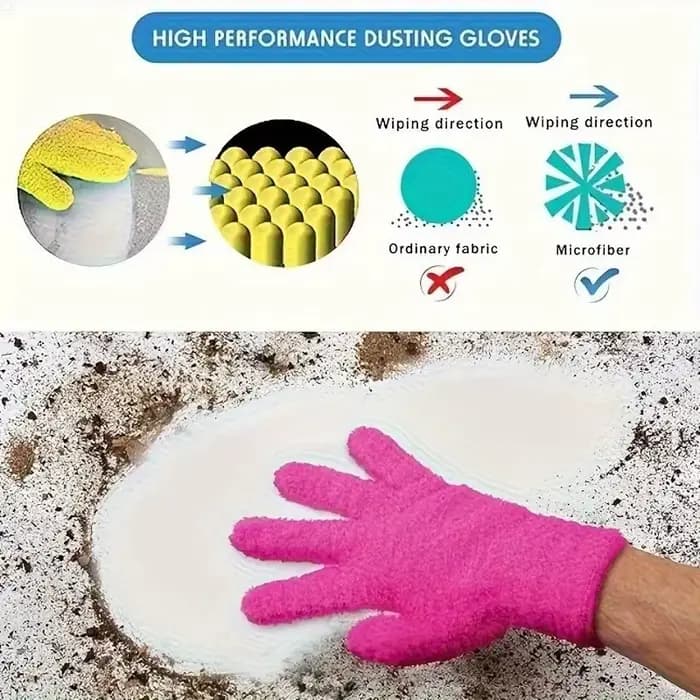 1 paire de gants de dépoussiérage en microfibre