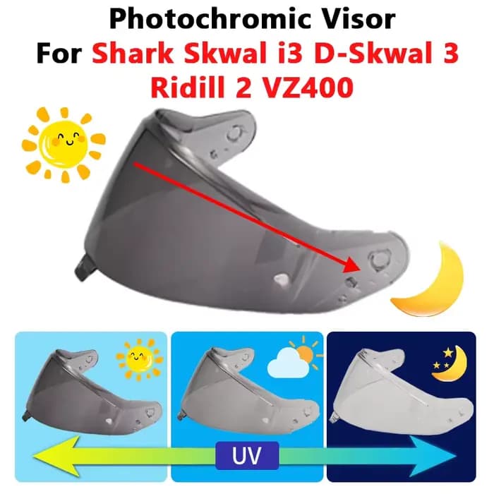 Visière photochromique pour casque Shark Skwal i3 D-Skwal 3 Ridill 2 VZ400