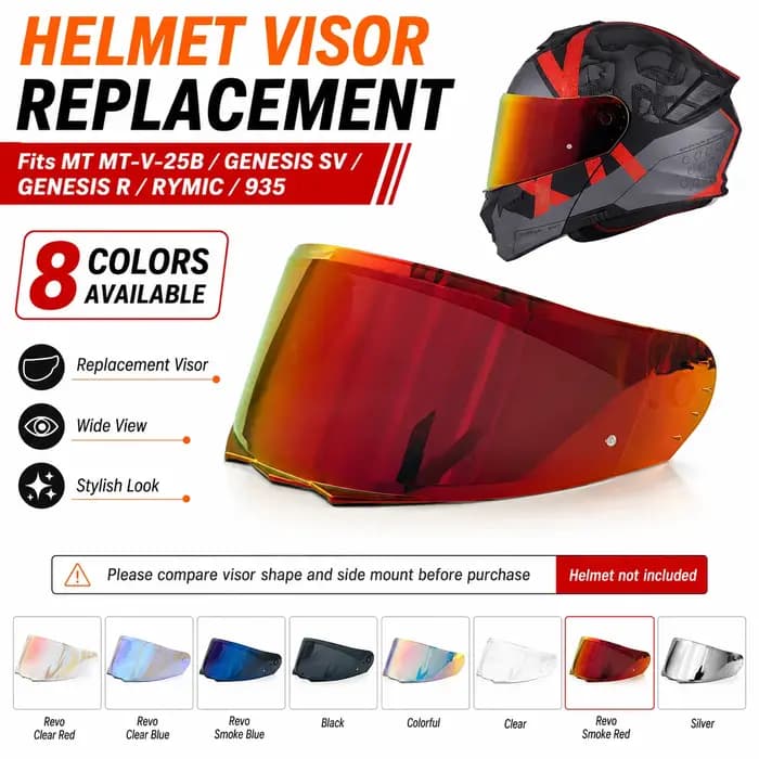 Lentille de casque de moto pour MT-V25B Genesis SV Genesis R SV Rymic R935SV, visière de casque, pare-brise, accessoires de casque