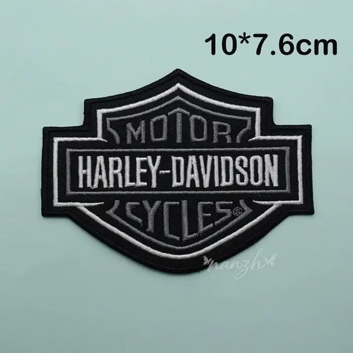 Veste en cuir brodée avec logo de moto