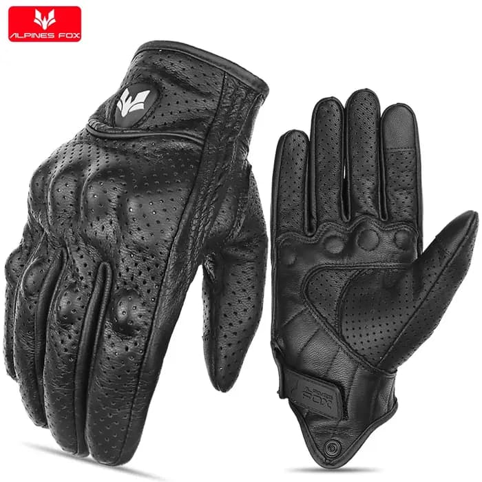 Gants de moto vintage en cuir véritable