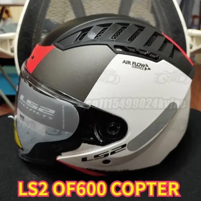 Casque de moto LS2 OF600 COPTER à double visière, casque rétro ouvert pour homme et femme, anti-chute et respirant