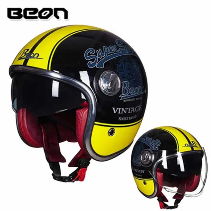 Boutique Officielle BEON - Casque Moto Ouvert Rétro BEON B-108A 3/4 - Casque Vintage pour Moto, Scooter