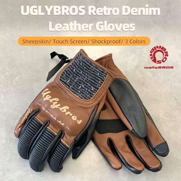 UGLYBROS gants de moto en cuir doigt complet pour hommes femmes