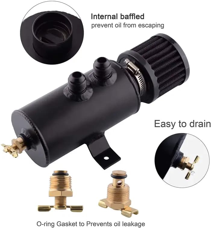Réservoir d'échappement en aluminium AN10, 750ml, réservoir d'huile avec filtre de reniflard, Kit dé