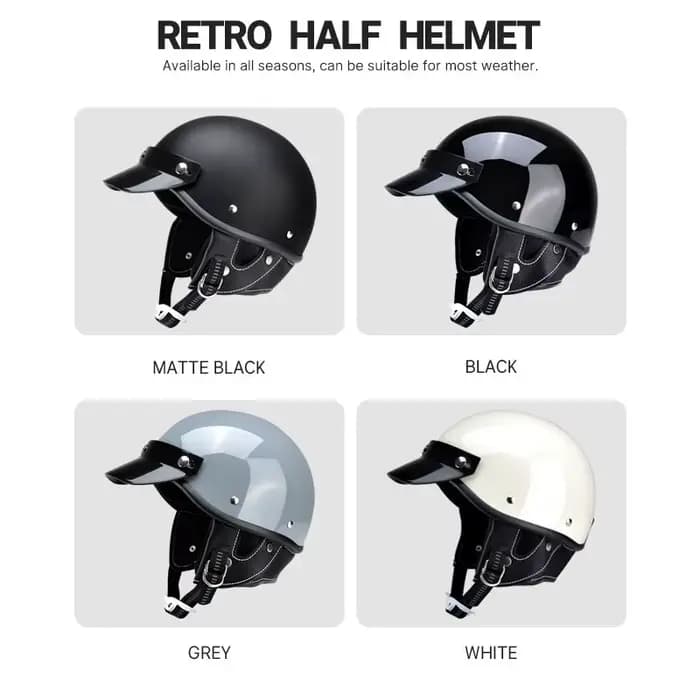 Demi-Casque de Moto Rétro pour Homme et Femme
