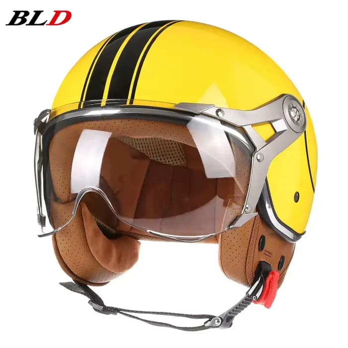 Casque de Moto Vintage BLD Jet avec visière