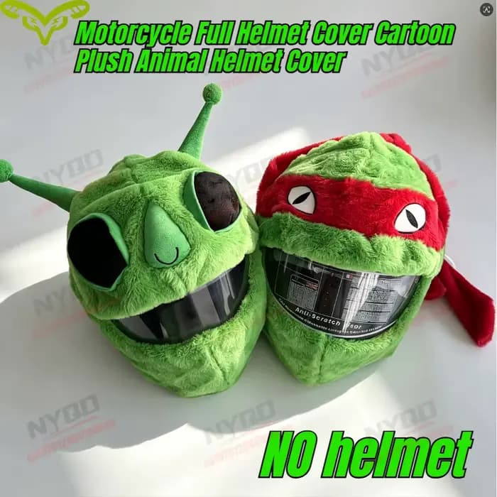 Housse en peluche Alien pour casque de moto