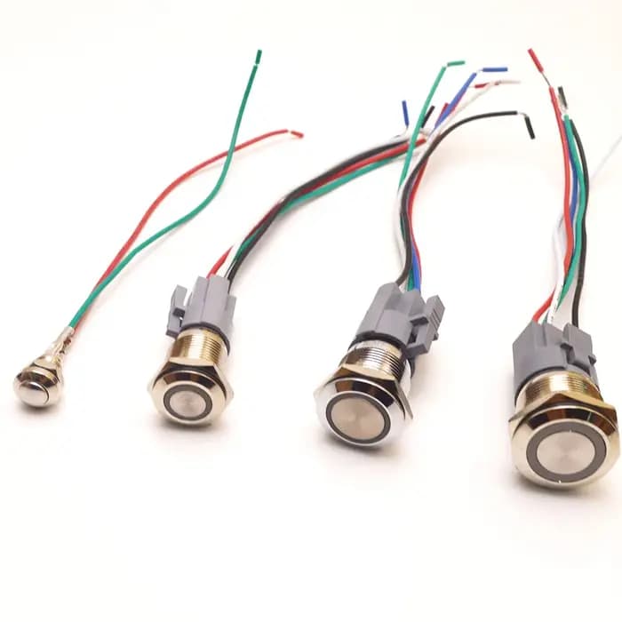 Connecteur de commutateur à bouton-poussoir momentané Led, prise d'accessoires, 8/10/12/16/19/22 Mm, câble de prise, support de fil à connexion rapide