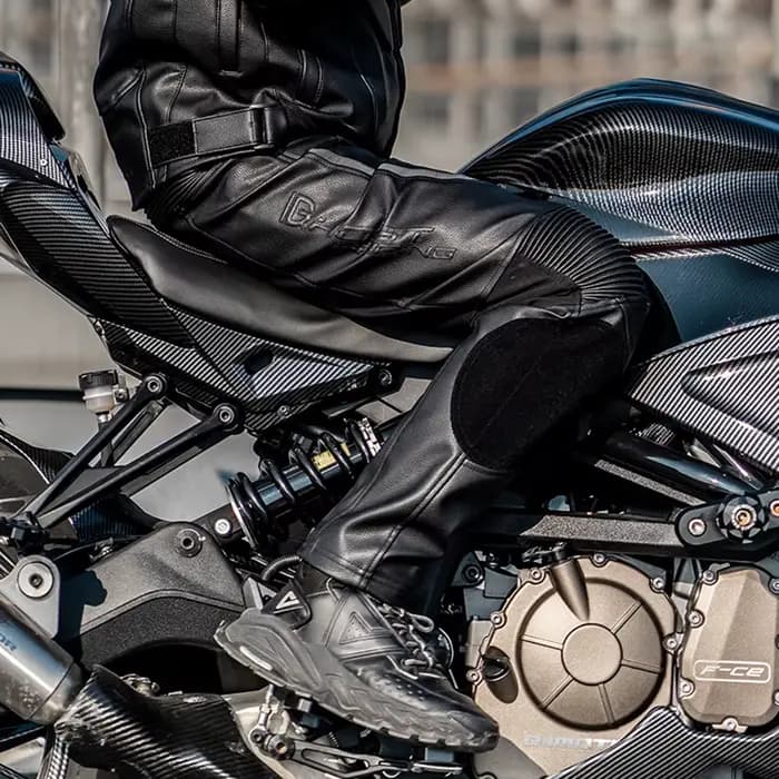 Pantalon de moto en cuir PU pour homme