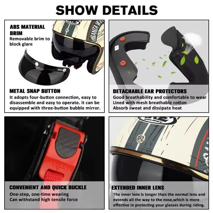 DOT Open Face Casco Moto for Harley Motorcycle Accessories Men