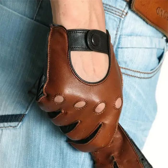 Gants en cuir véritable homme printemps automne peau d'agneau loisirs respirant écran tactile