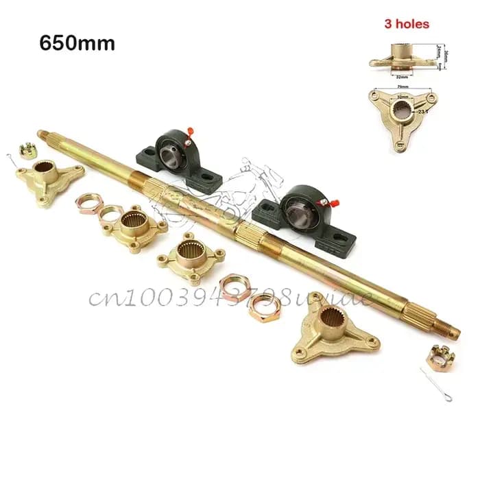 1 jeu d'essieu arrière de 65CM avec pignon et support de moyeu pour Go-kart ATV 50cc-125cc