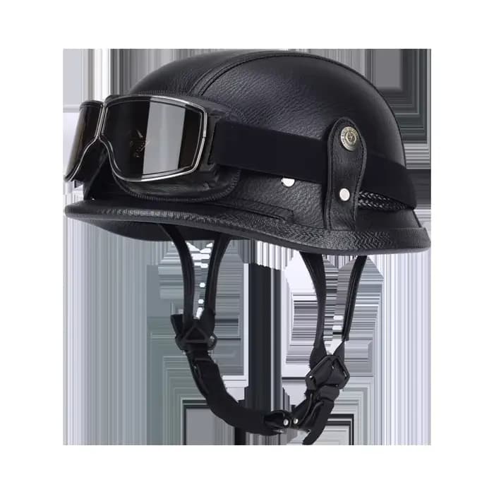 Casque en cuir demi-coque fait main pour hommes et femmes, The War II, Halley, Gogfordden Skull Cap,