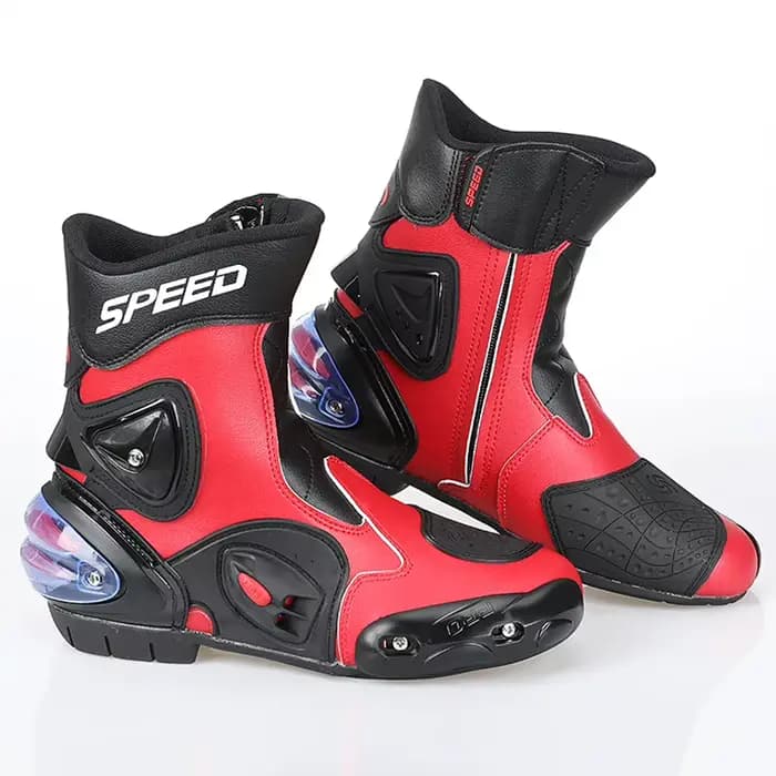 Bottes de moto pour hommes en cuir microfibre, bottes de course, bottes hautes pour motocross, botte