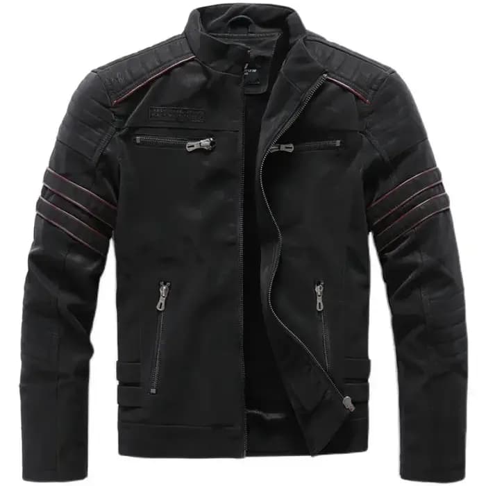 Veste de pilote en cuir PU pour hommes
