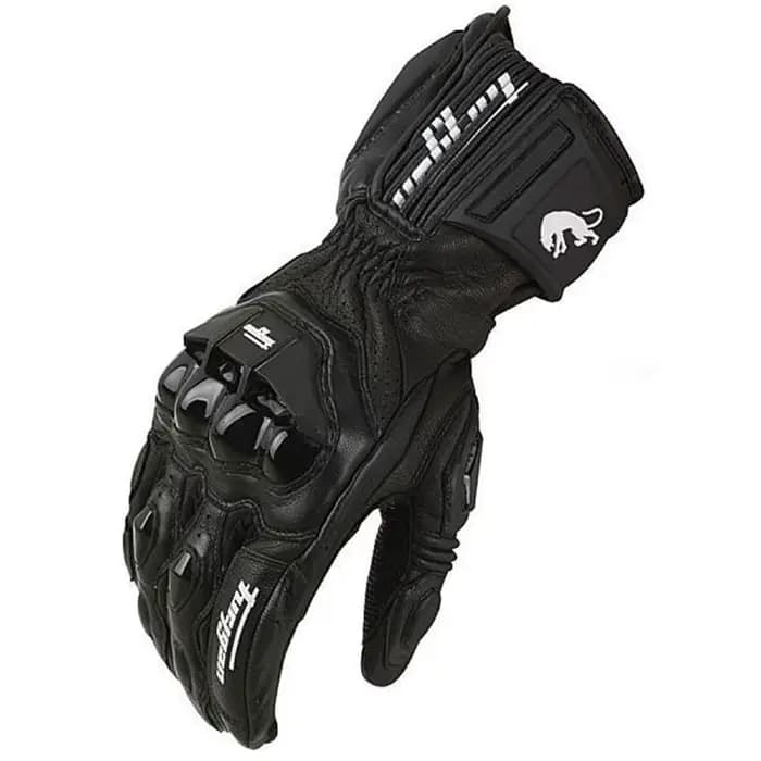 Gants de moto noirs de course en cuir véritable