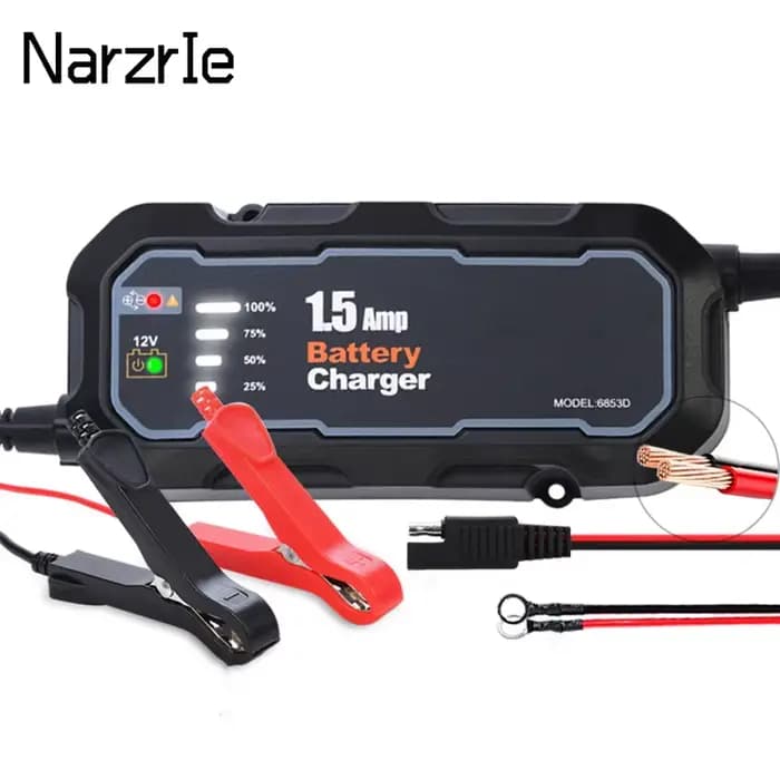 Chargeur de batterie de moto 12V, 1500mA, étanche, automatique, outil de charge de batterie, entreti