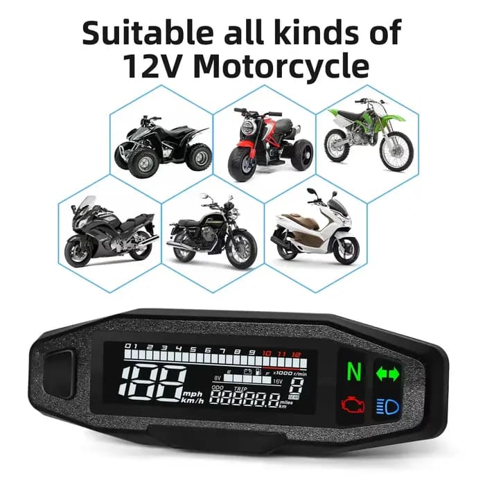 Compteur de vitesse numérique universel pour moto, compteur de moto, tachymètre numérique, capteur d