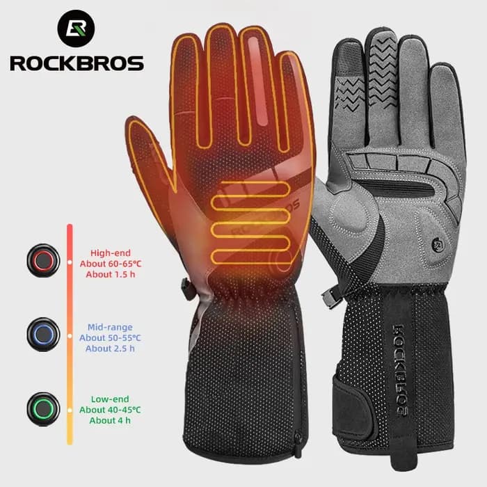 ROCKBROS gants de ski chauffants hommes femmes hiver moto écran tactile étanche Rechargeable 4000mAh batterie gants chauffants