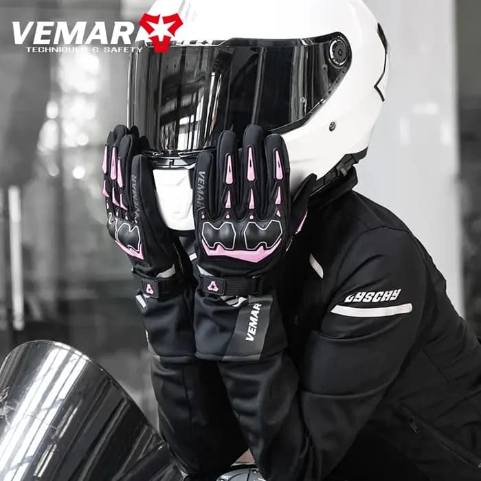 VEMAR gants de protection de moto de haute qualité, équipement d'équitation d'hiver imperméable avec paume antidérapante, gants de moto chauds