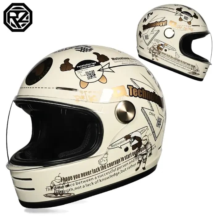 Casque de moto ORZ, casque intégral rétro pour moto