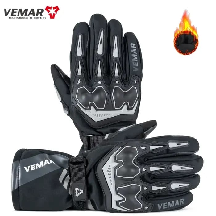VEMAR gants de protection de moto de haute qualité, équipement d'équitation d'hiver imperméable avec paume antidérapante, gants de moto chauds