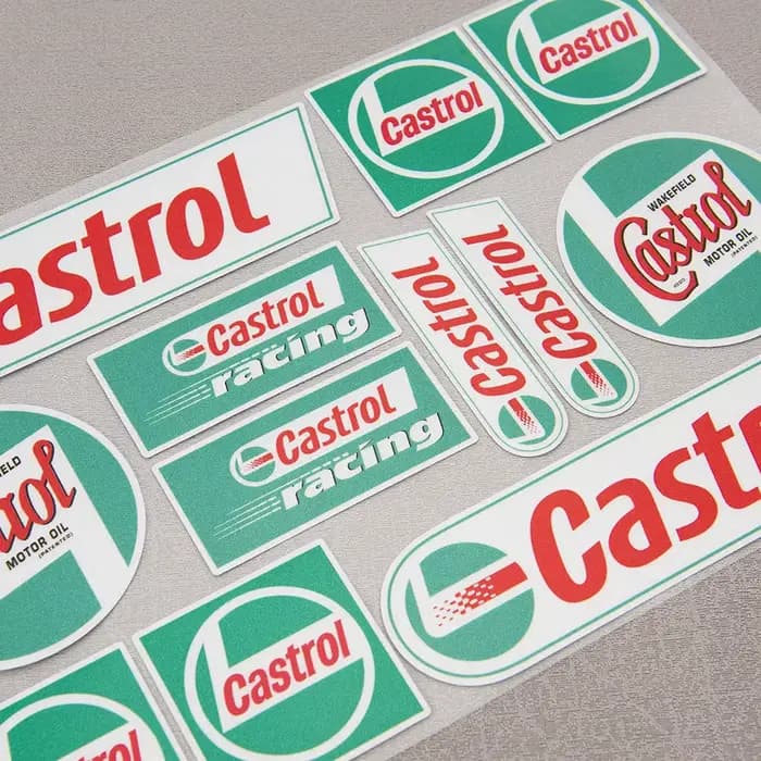 Castrol-Autocollants de moto de sponsor de course de château, décalcomanies de casque de vélo, ensem