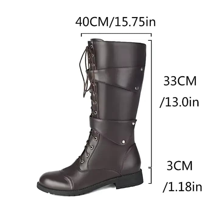 Bottes pour hommes, bottes mi-mollet à lacets