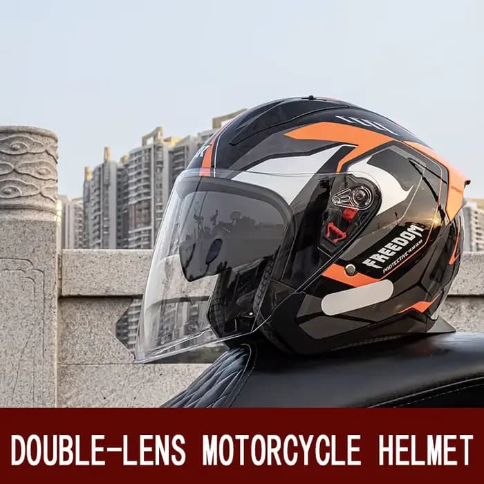Casque de moto rétro chaud, casque 3/4 unisexe à double lentille, demi-casque de moto, casque solair