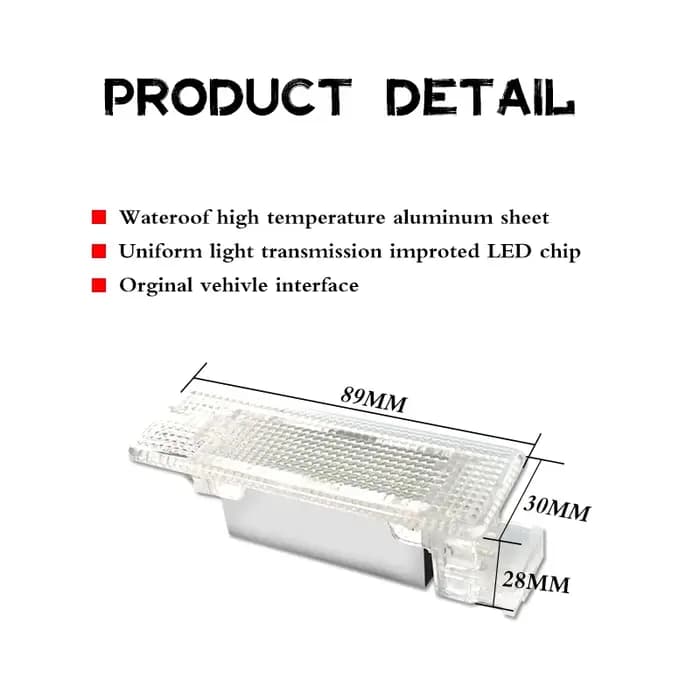 Lumières LED contrastées pour coffre à bagages, lumières de coffre, 12V, VW Caddy, Eos, Golf, Jetta,