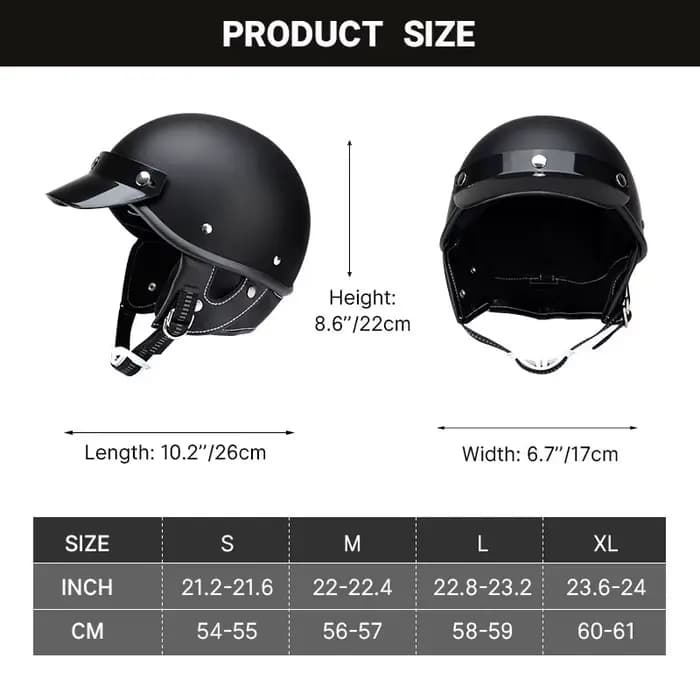 Demi-Casque de Moto Rétro pour Homme et Femme