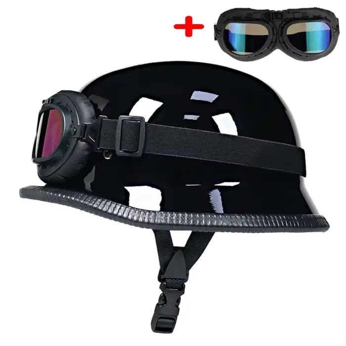 Casque de moto de style allemand de la Seconde Guerre mondiale capacetes visage ouvert rétro cascos