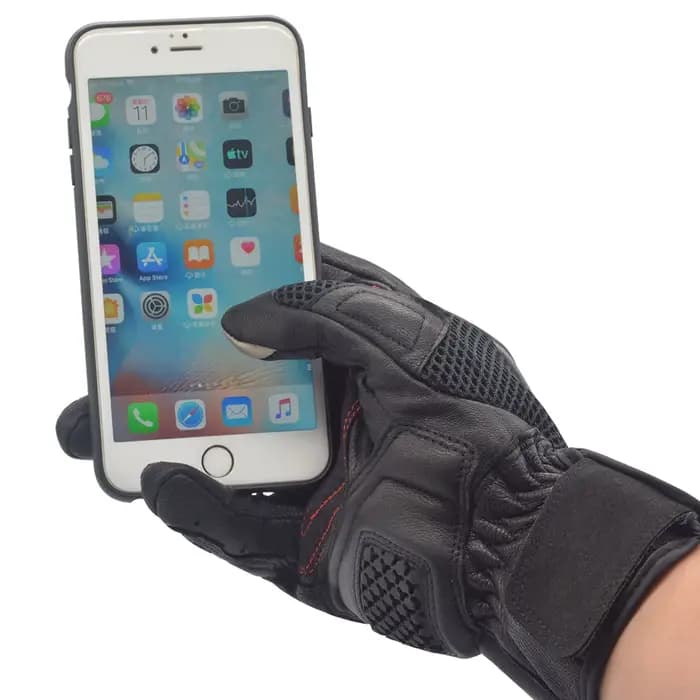 Gants de moto en cuir noirs