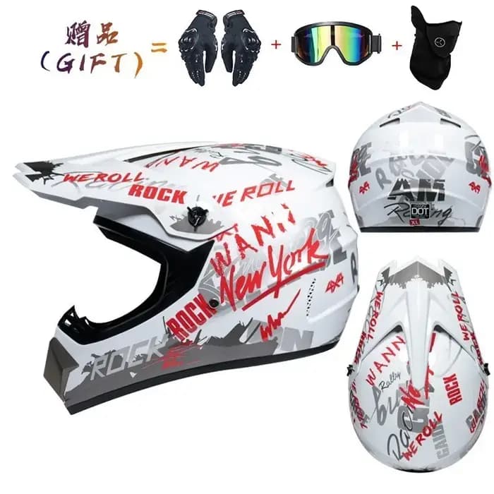 Casque de moto tout-terrain, casque de motocross ATV VTT DH pour adulte avec visière, homologué DOT pour la conduite
