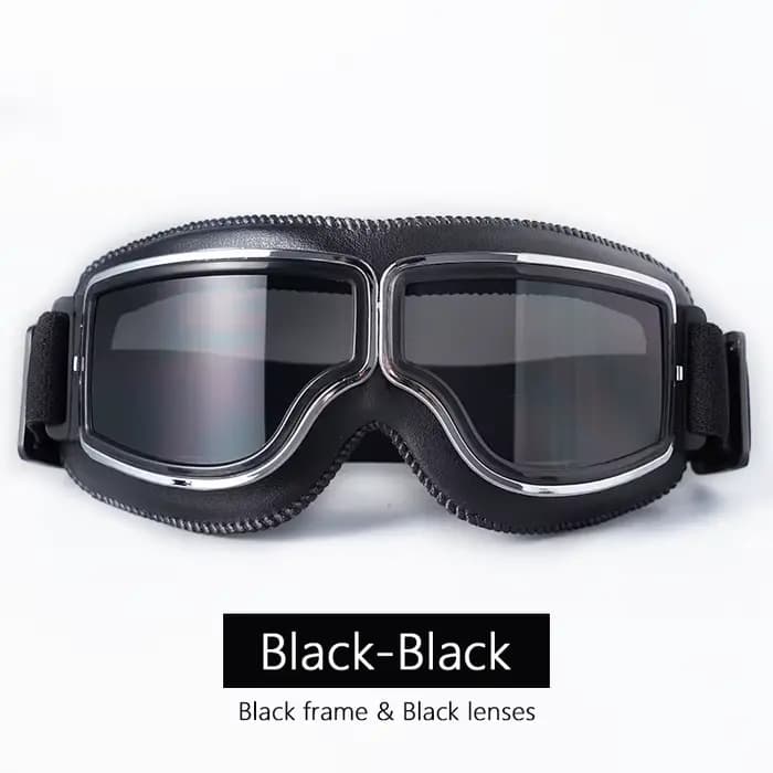 Lunettes Moto Rétro en Cuir | Lunettes de Protection Vintage Coupe-vent pour Casque Jet et Scooter U