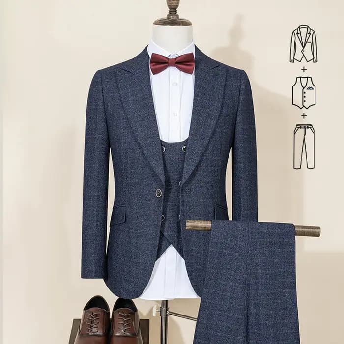 ST Cassy costume de marié de mariage (veste + gilet + pantalon) costume décontracté coupe ajustée simple boutonnage marié mariage bureau d'affaires costumes pour hommes
