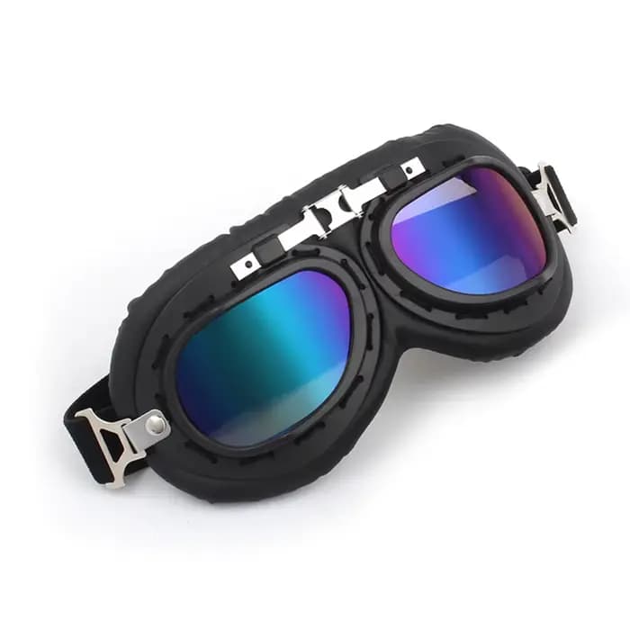 Casque de moto rétro ouvert, casque demi-coque, lunettes stylées assorties, réglage universel, certi