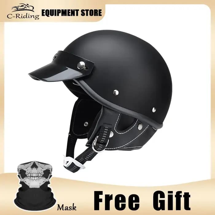 Demi-Casque de Moto Rétro pour Homme et Femme