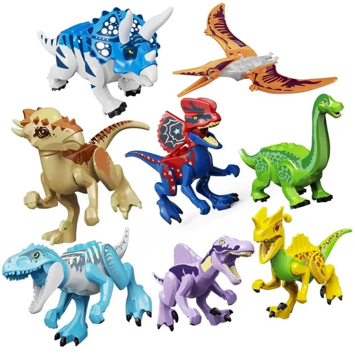 Casque de dinosaure Jurassique Triceratops Brachiosaurus, options multicolores, jouet de construction