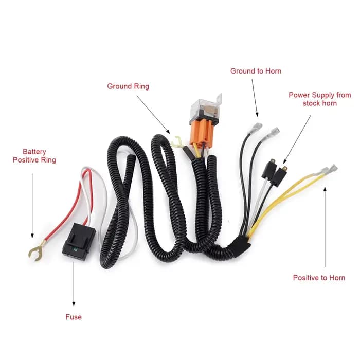 Relais de klaxon universel 12V pour montage sur calandre, klaxon de moto à son puissant, kit de câbl