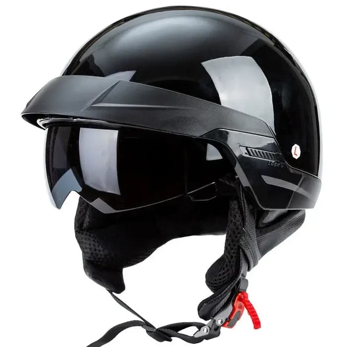Casque de Moto rétro visage ouvert demi-casques Cruiser Vintage avec pare-soleil boucle à dégagement rapide