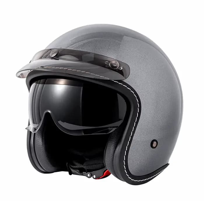 Casque ouvert rétro 3/4 unisexe avec double visière, léger, toutes saisons, pour scooter et moto, ca