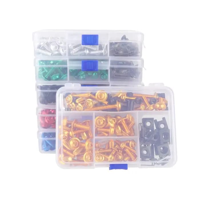 177 pièces/boîte vis moto modification accessoires pare-brise couverture ensemble vis aluminium couleur carénage
