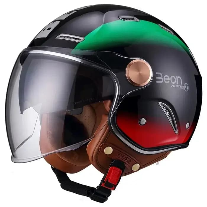 BEON-Casque de Moto Vintage à Visage Ouvert, Rétro, Lentille de Touriste, B122