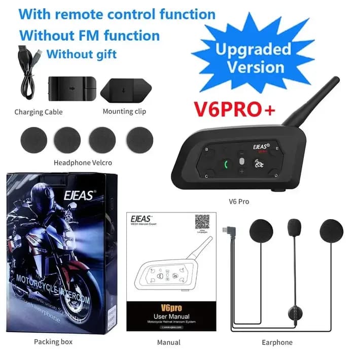 EJEAS V6 PRO + casque de moto interphone Bluetooth