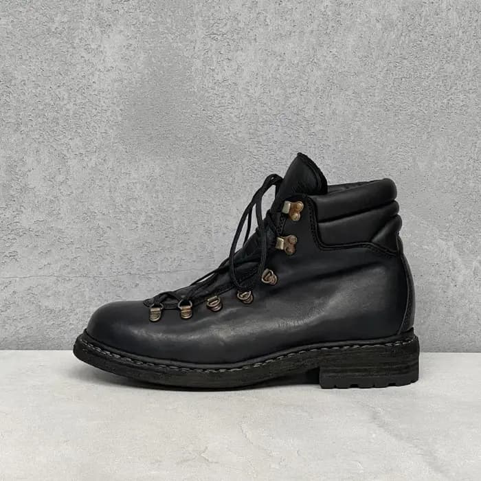 Bottes de moto en cuir véritable pour hommes, chaussures d'alpinisme à lacets en métal, bottes de randonnée occidentales mi-mollet pour l'extérieur